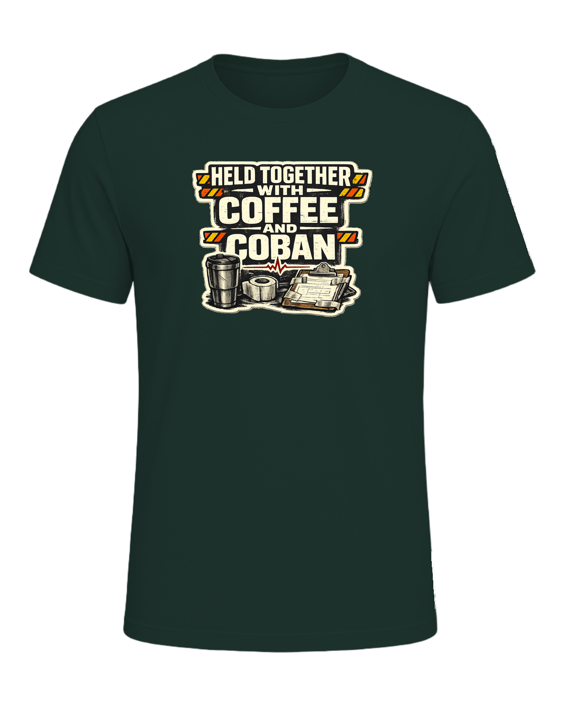 Held Together With Coffee And Coban Tee — Forest