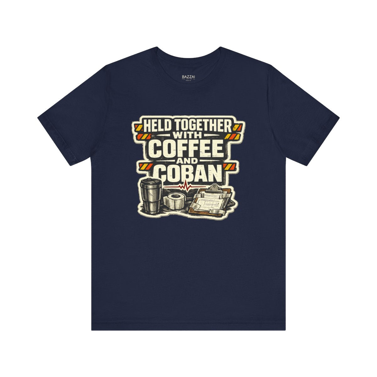 Nurse Gift T-Shirt — Held Together with Coffee and Coban — t-shirt design by Hank