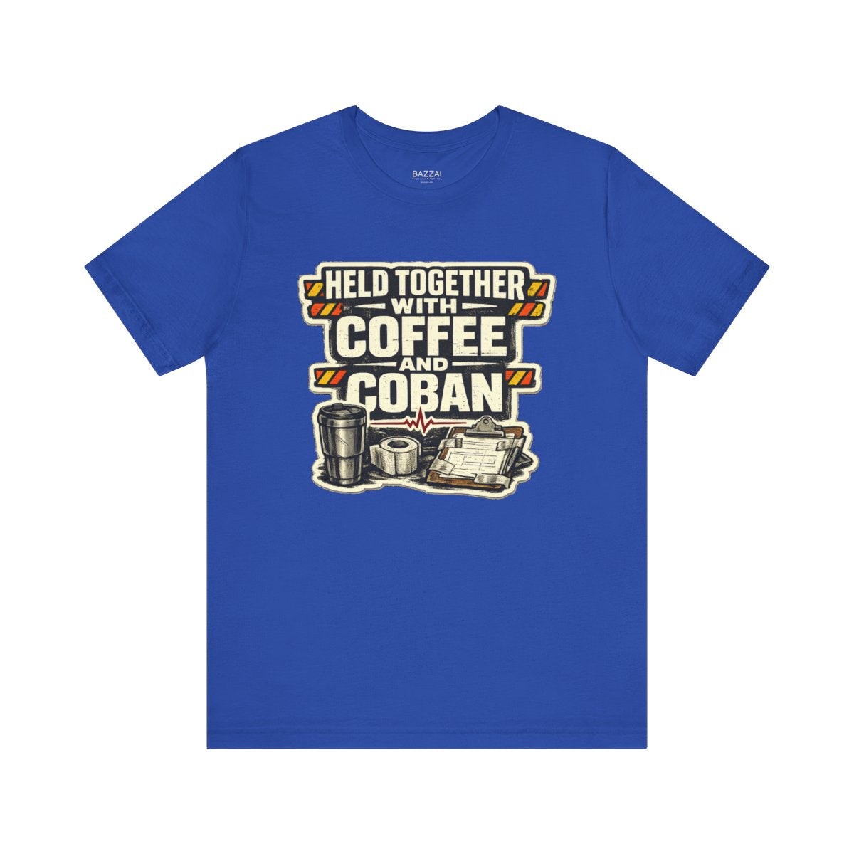 Nurse Gift T-Shirt — Held Together with Coffee and Coban — t-shirt design by Hank