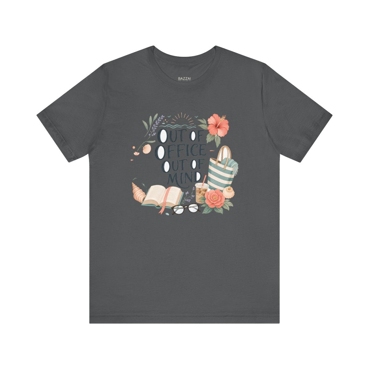 Funny Cozy T-Shirt — Out of Office, Out of Mind — relax chill t-shirt design