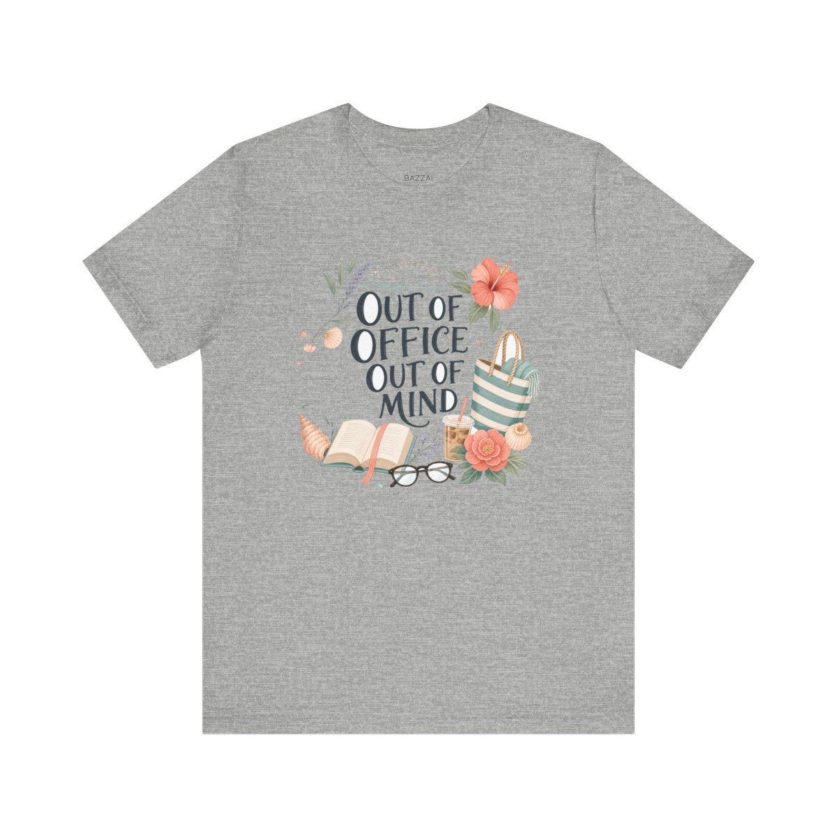 Funny Cozy T-Shirt — Out of Office, Out of Mind — relax chill t-shirt design
