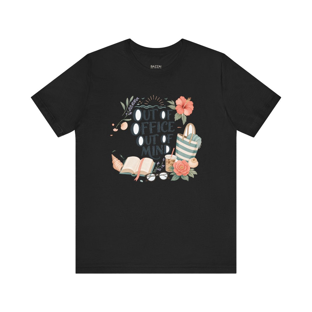 Funny Cozy T-Shirt — Out of Office, Out of Mind — relax chill t-shirt design