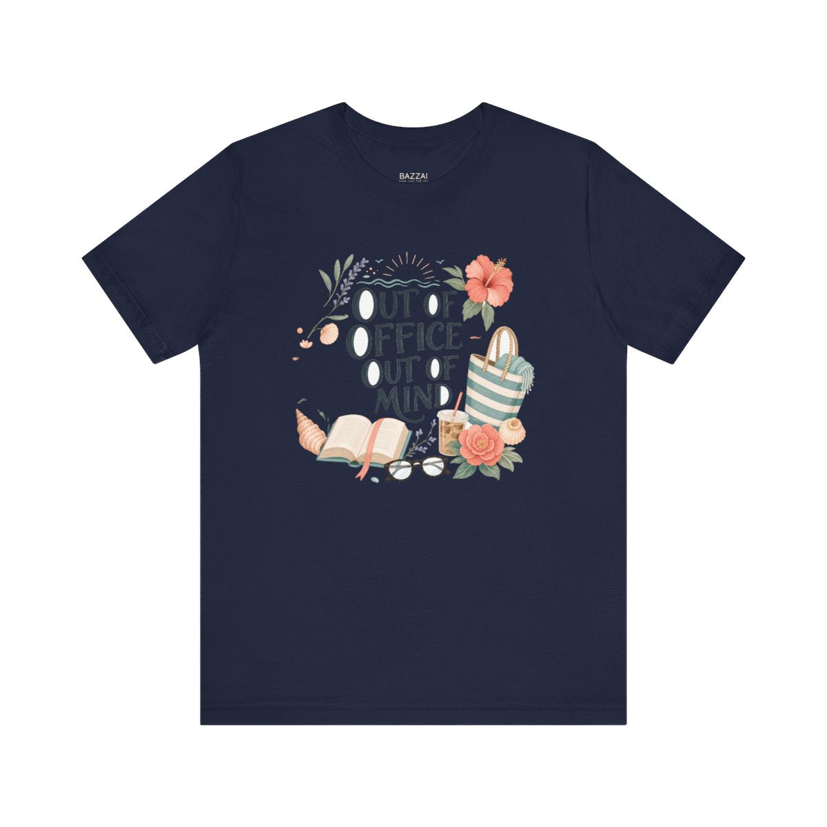 Funny Cozy T-Shirt — Out of Office, Out of Mind — relax chill t-shirt design