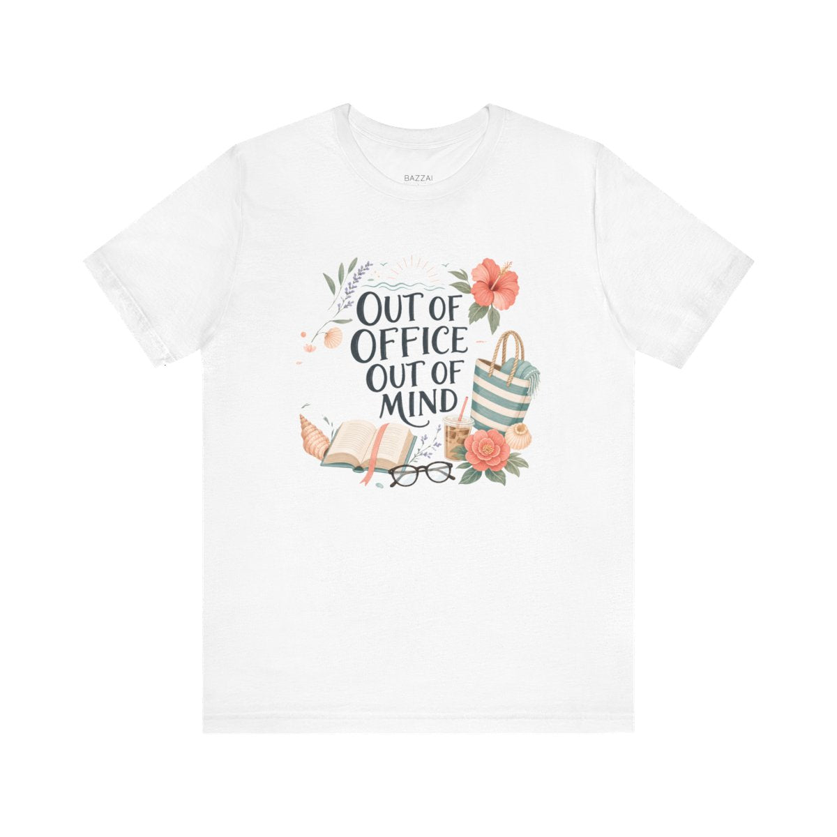 Funny Cozy T-Shirt — Out of Office, Out of Mind — relax chill t-shirt design