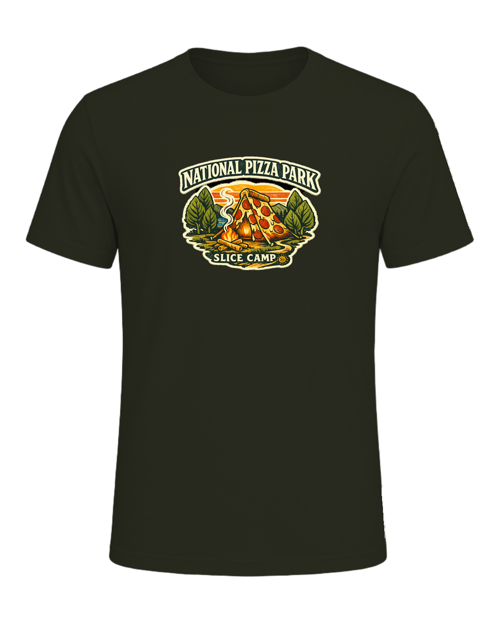 National Pizza Park Tee — Dark Olive