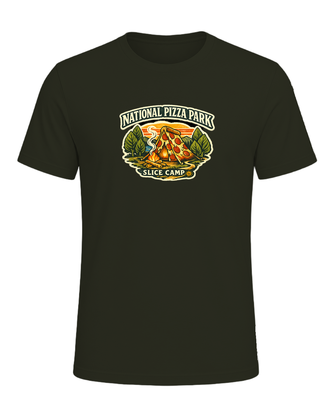 National Pizza Park Tee — Dark Olive