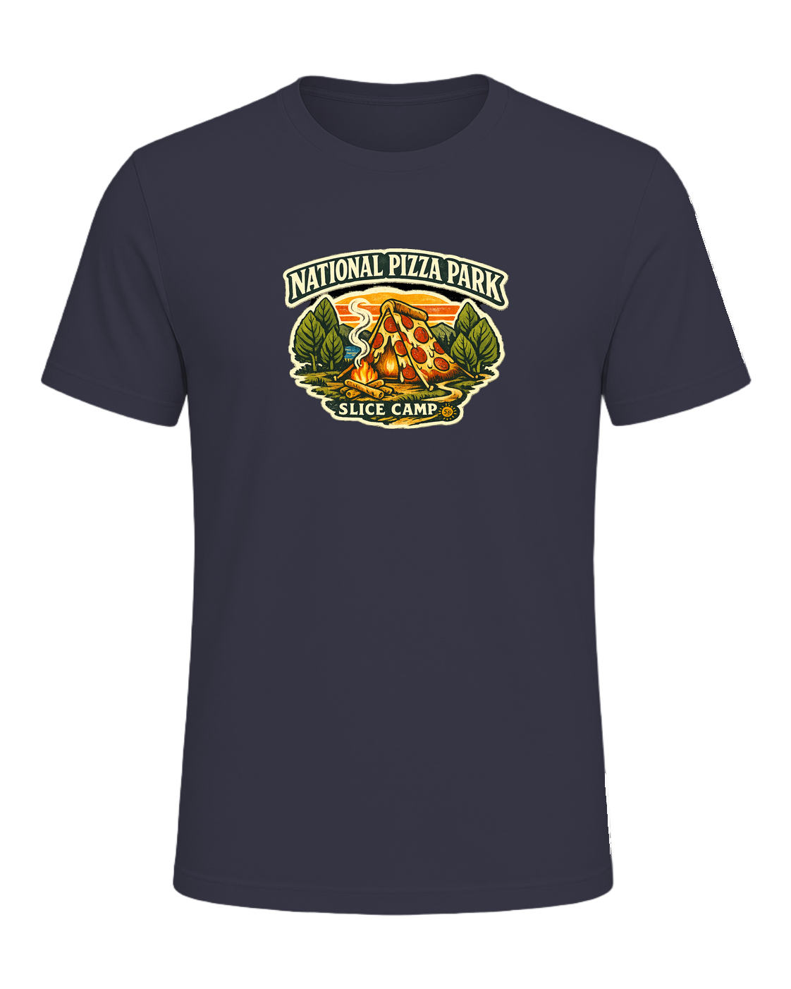 National Pizza Park Tee — Heather Midnight Navy