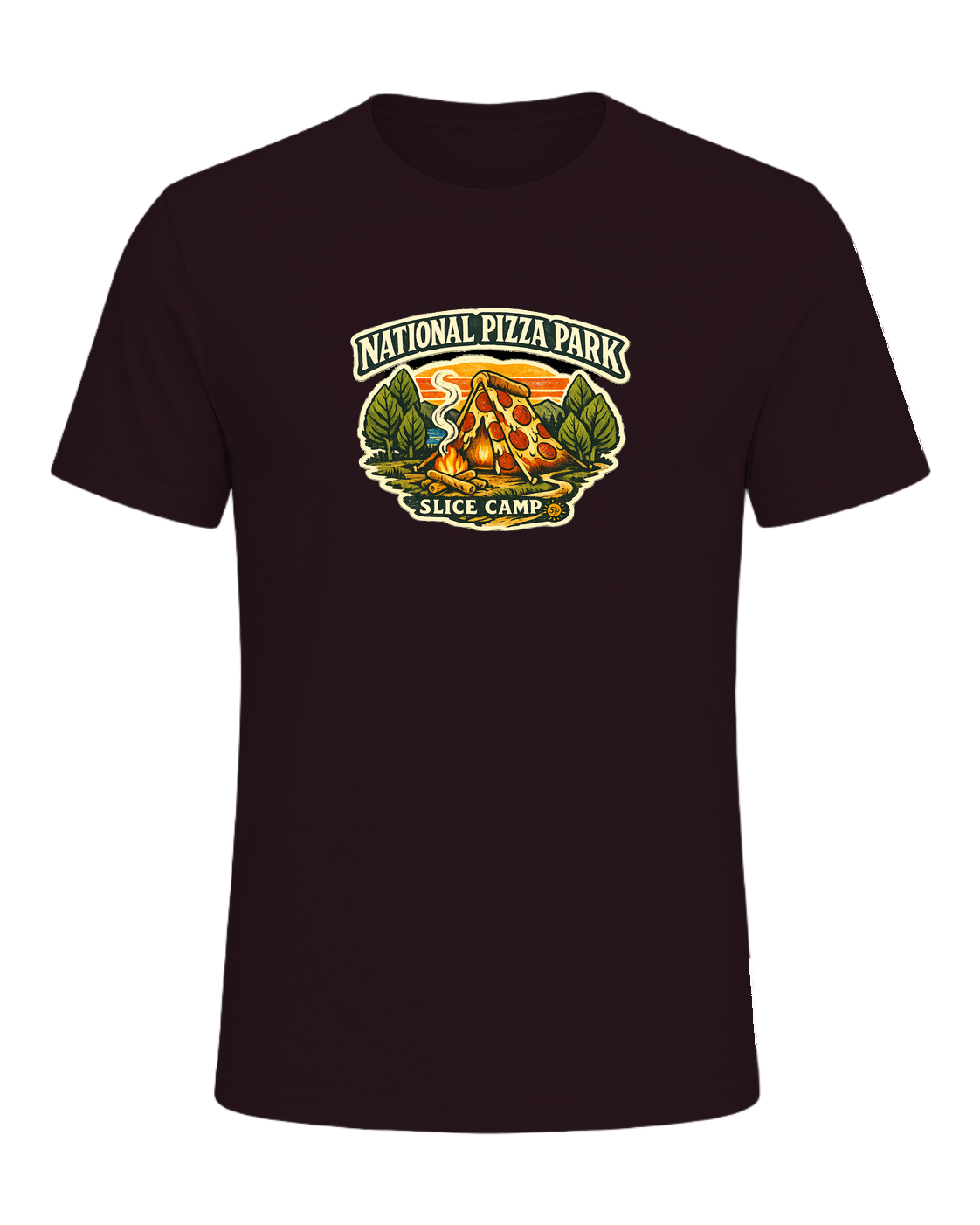 National Pizza Park Tee — Oxblood Black