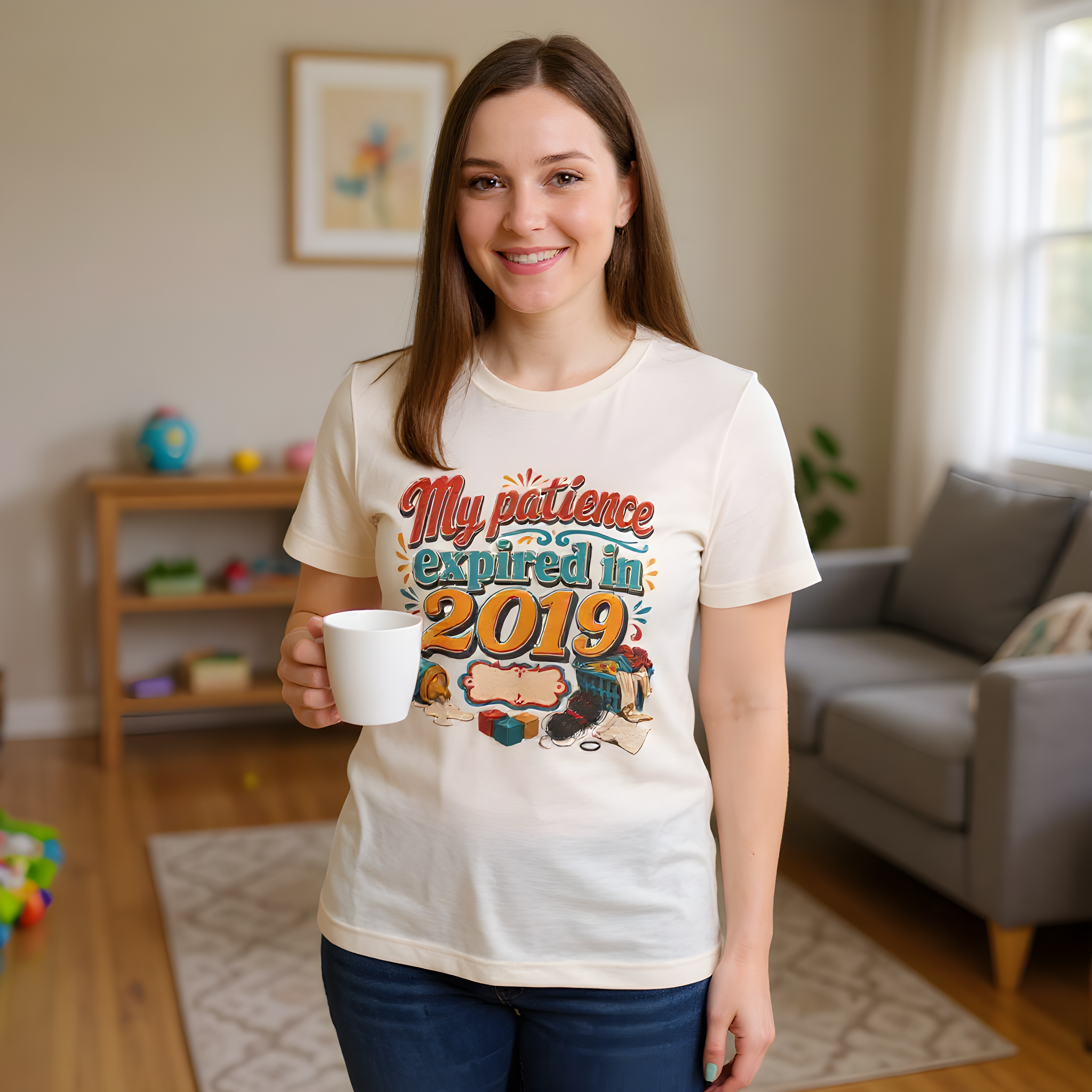 Mom Humor T-Shirt — My Patience Expired in 2019 — mom chaos t-shirt design