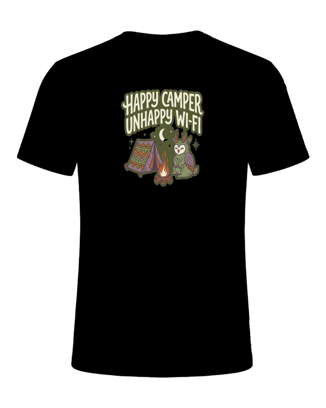 HAPPY CAMPER UNHAPPY WI-FI — Black