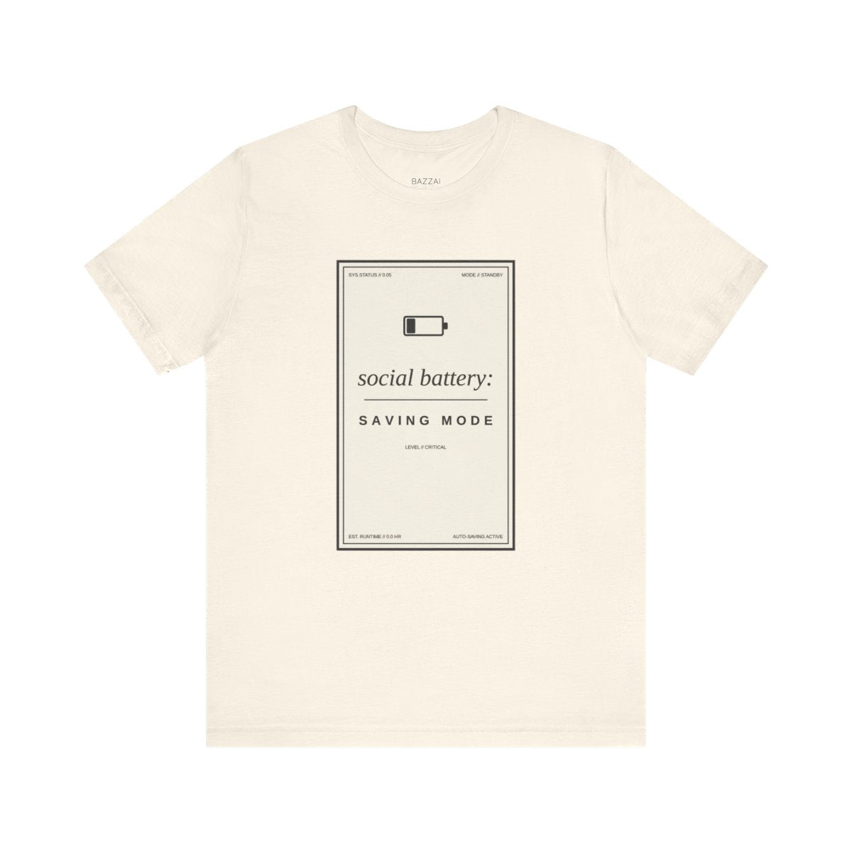 Homebody Gift T-Shirt — Social Battery: Saving Mode — t-shirt design