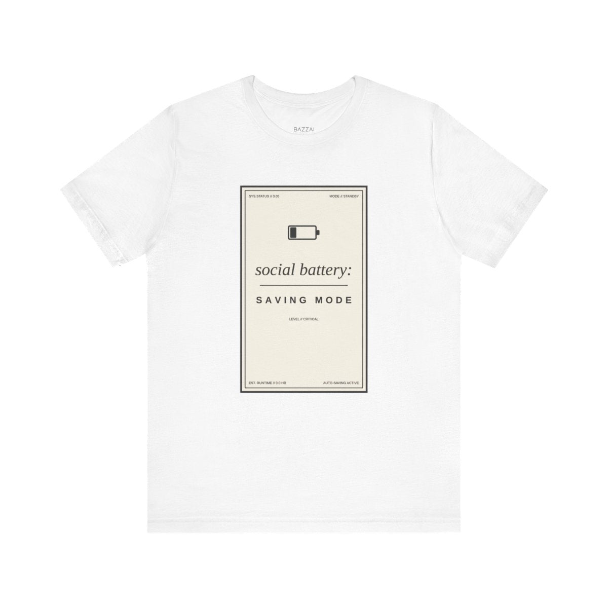 Homebody Gift T-Shirt — Social Battery: Saving Mode — t-shirt design