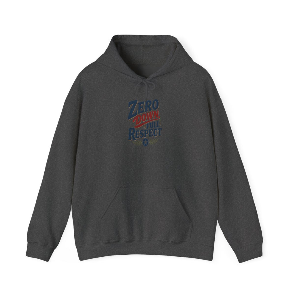ZERO DOWN, FULL RESPECT Hoodie — Dark Heather