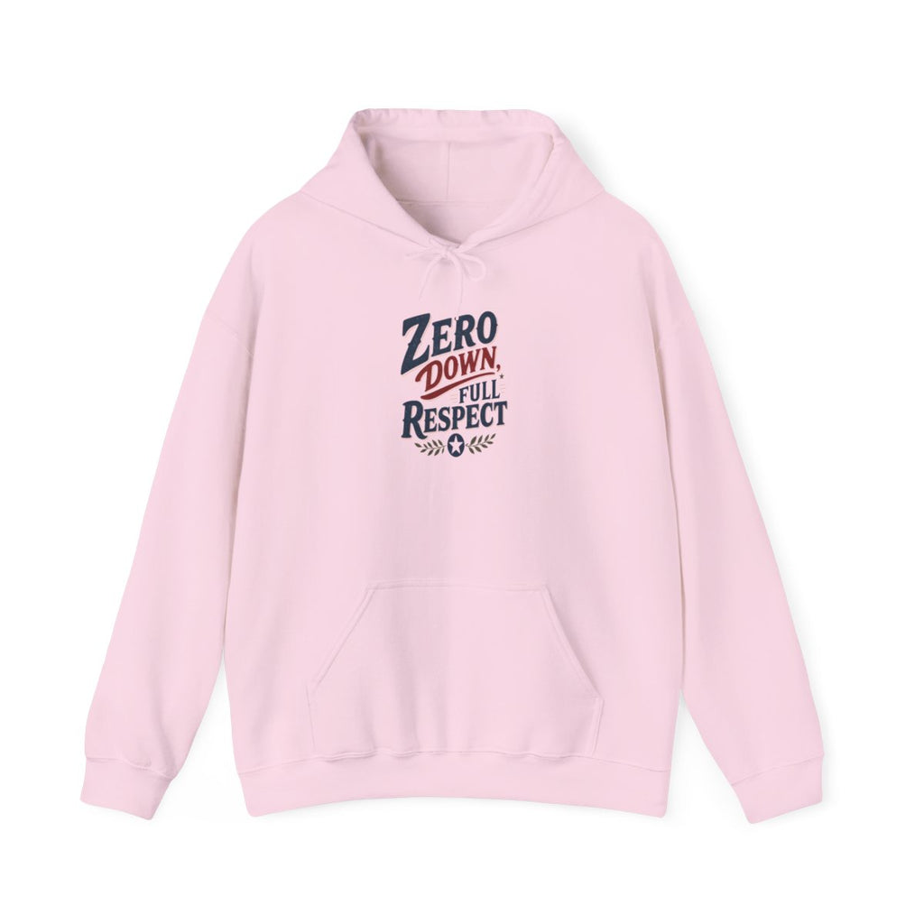ZERO DOWN, FULL RESPECT Hoodie — Light Pink