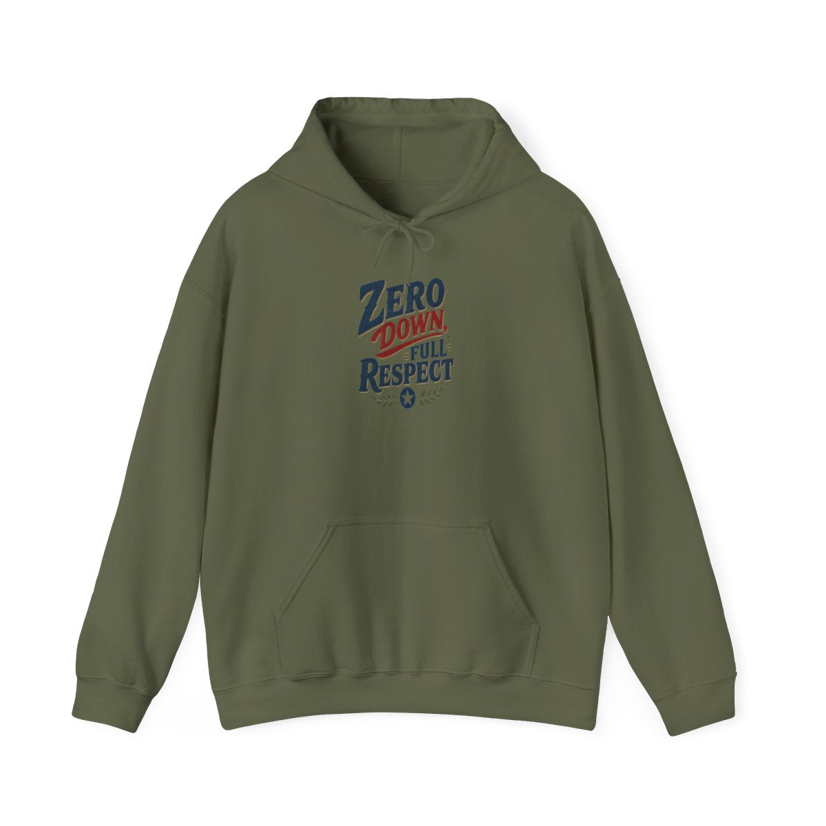 ZERO DOWN, FULL RESPECT Hoodie — Military Green