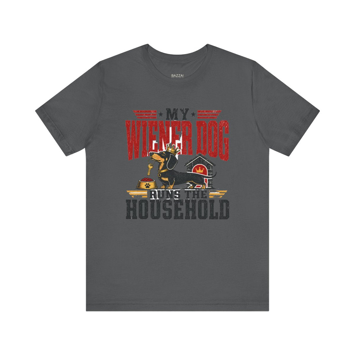 Funny Dachshund T-Shirt — My Wiener Dog Runs the Household — dachshund t-shirt design