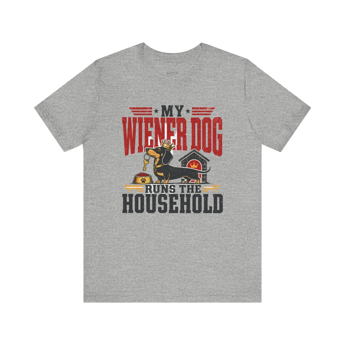 Funny Dachshund T-Shirt — My Wiener Dog Runs the Household — dachshund t-shirt design