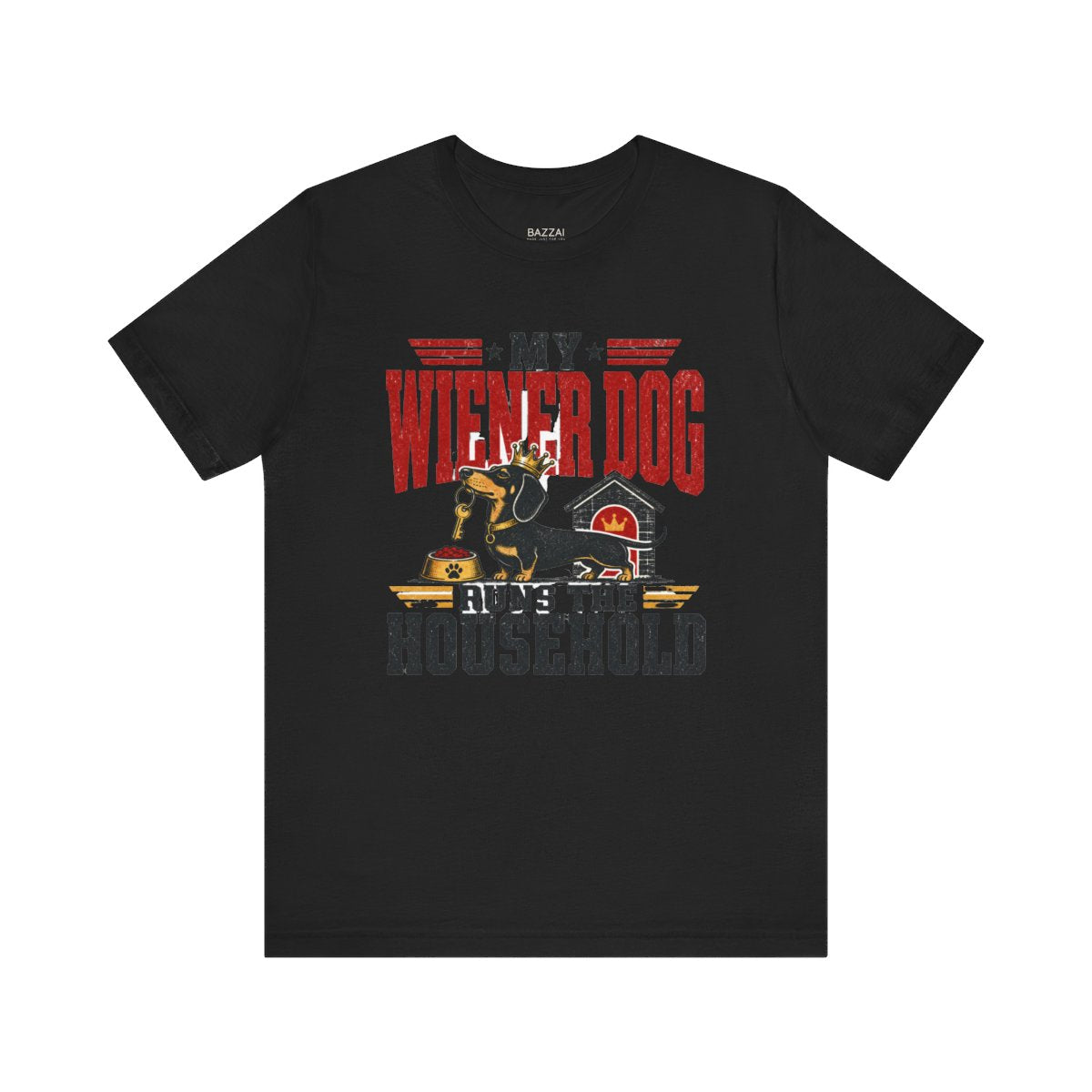 Funny Dachshund T-Shirt — My Wiener Dog Runs the Household — dachshund t-shirt design