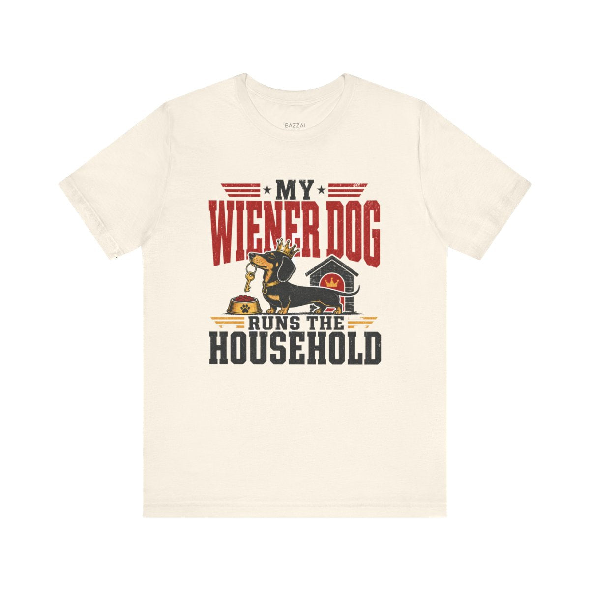 Funny Dachshund T-Shirt — My Wiener Dog Runs the Household — dachshund t-shirt design