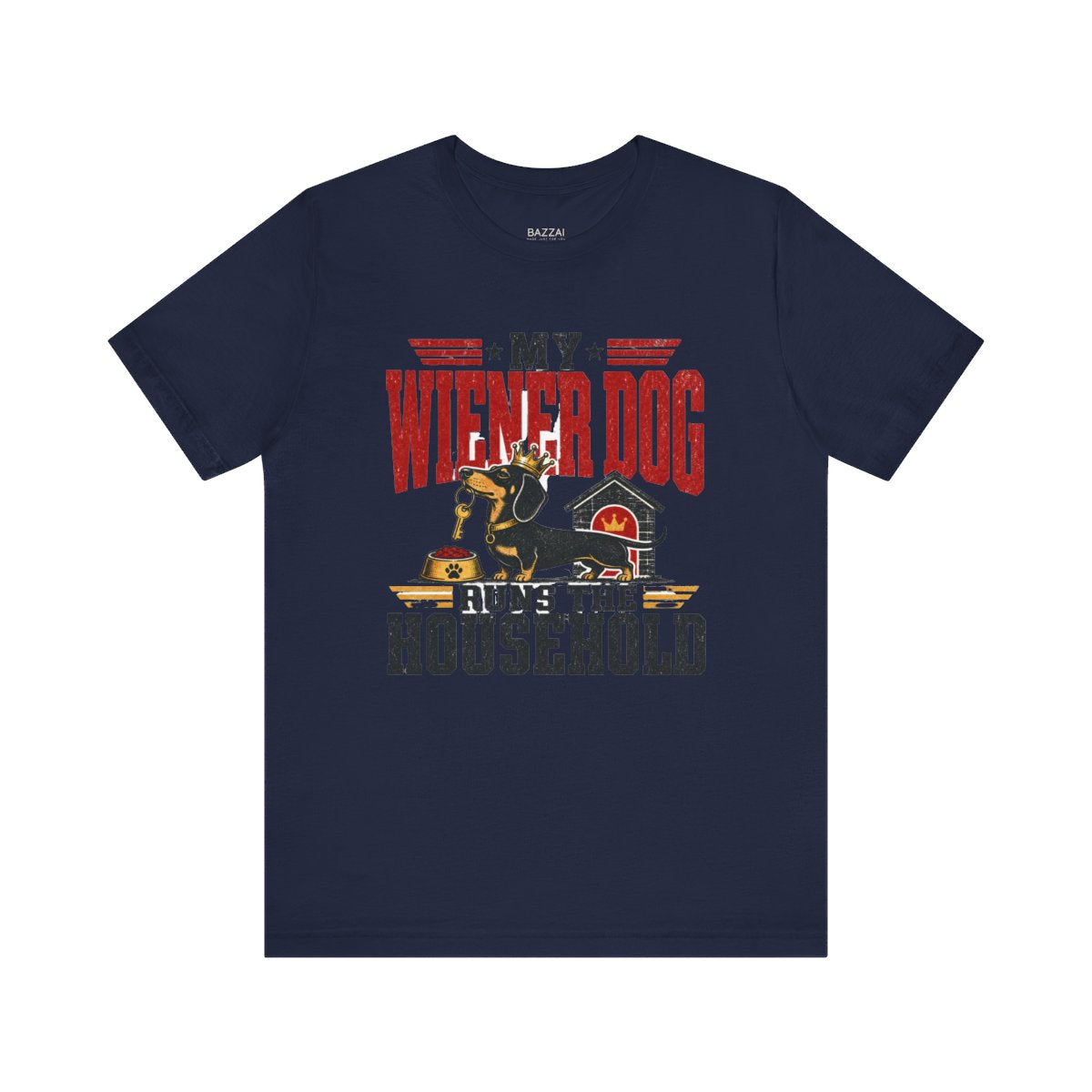 Funny Dachshund T-Shirt — My Wiener Dog Runs the Household — dachshund t-shirt design