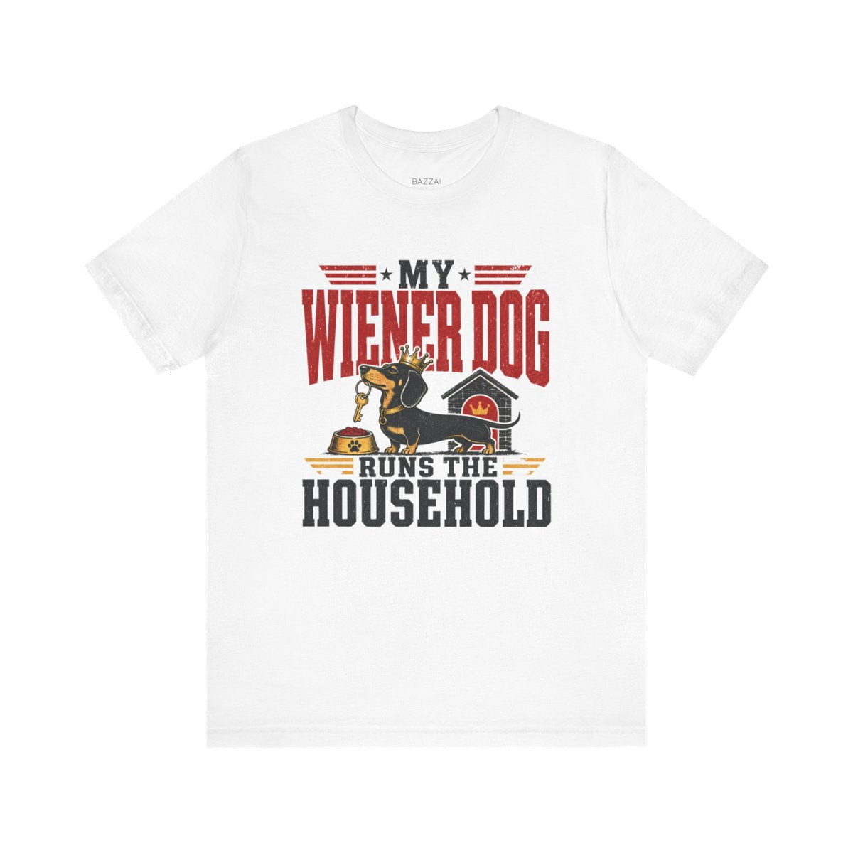 Funny Dachshund T-Shirt — My Wiener Dog Runs the Household — dachshund t-shirt design