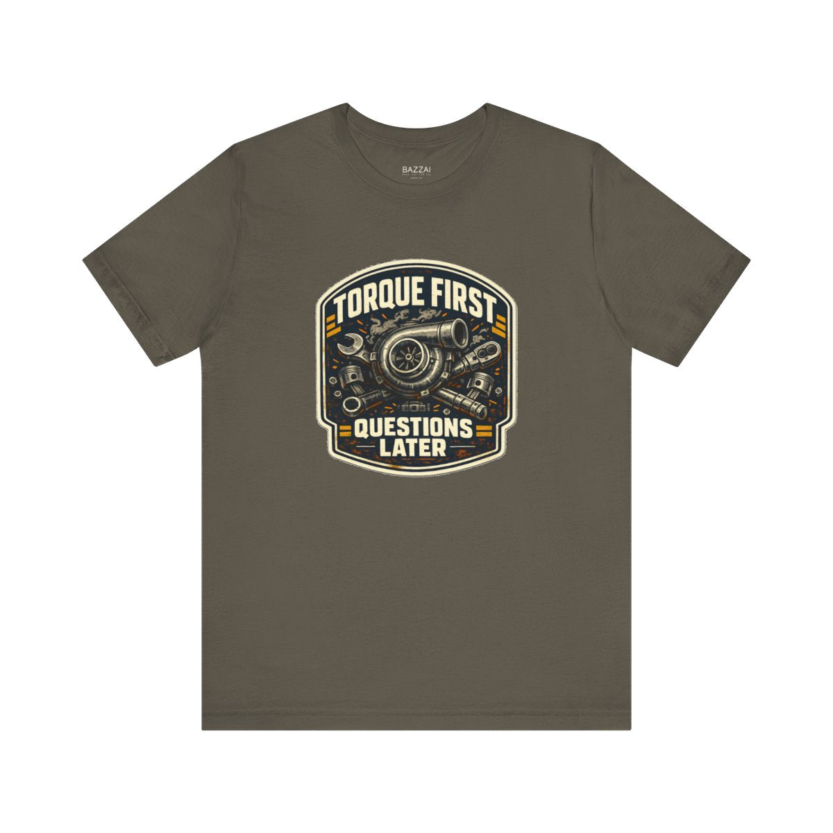 Mechanic Gift T-Shirt — Torque First Questions Later — t-shirt design by Hank