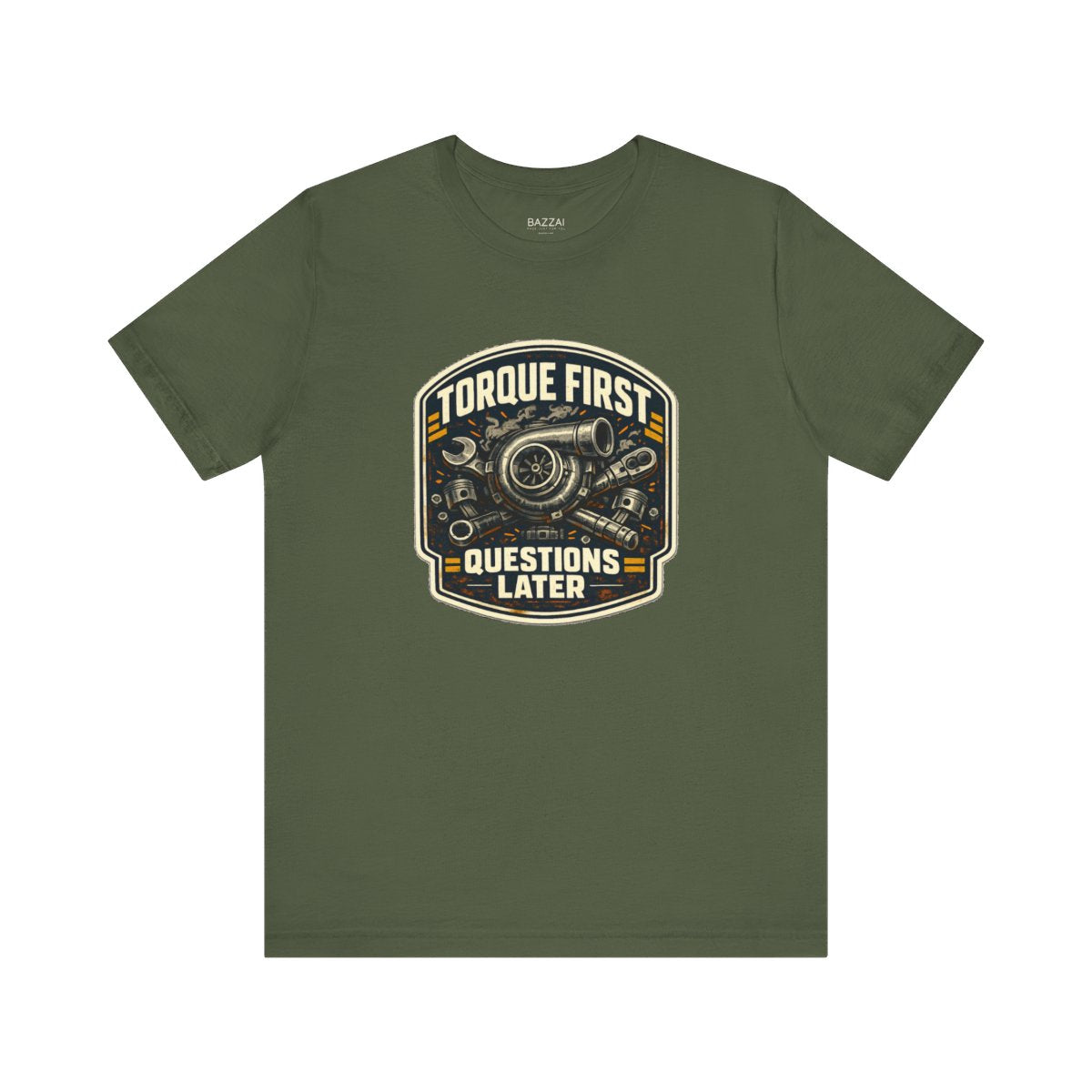 Mechanic Gift T-Shirt — Torque First Questions Later — t-shirt design by Hank