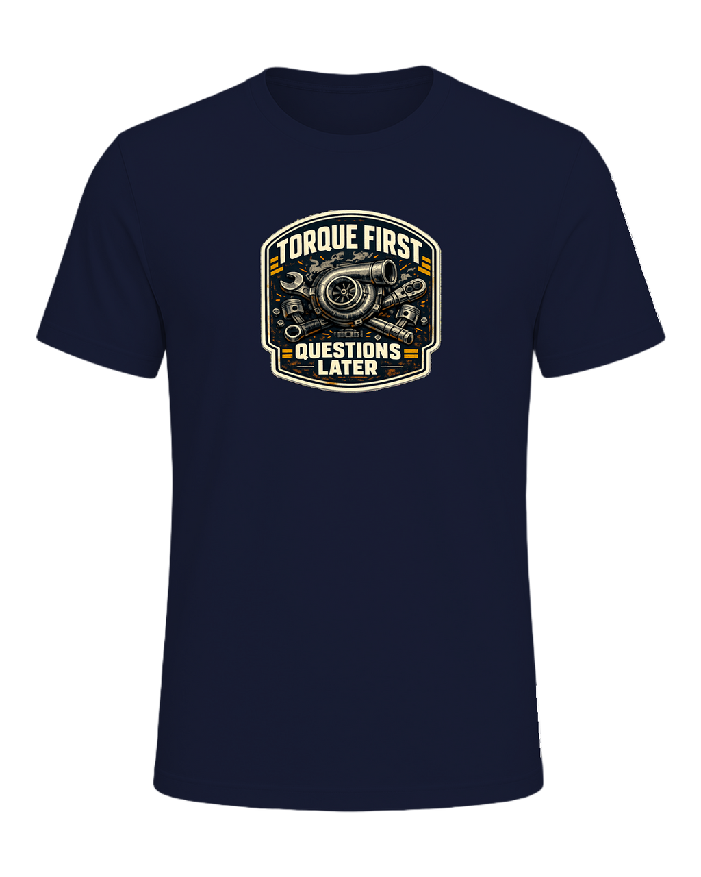 Torque First Questions Later Tee — Navy