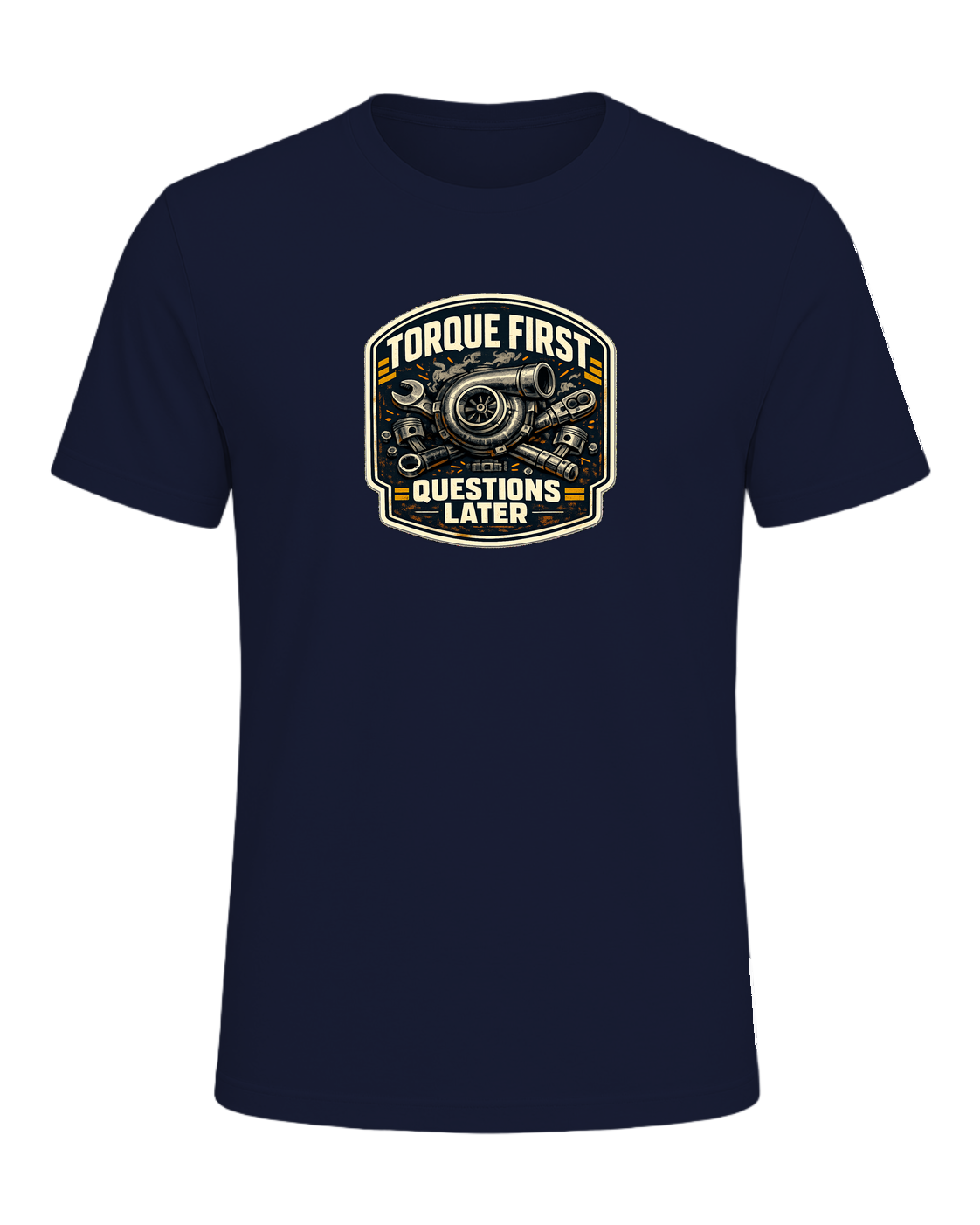 Torque First Questions Later Tee — Navy
