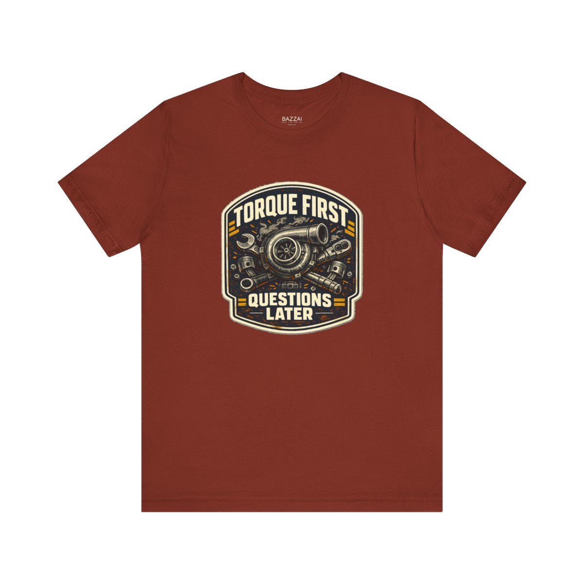 Mechanic Gift T-Shirt — Torque First Questions Later — t-shirt design by Hank