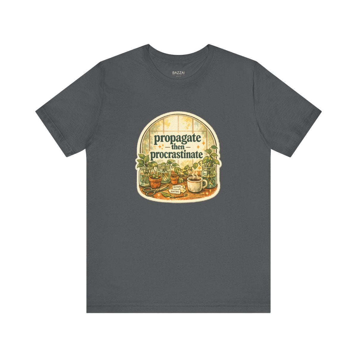 Funny Houseplant T-Shirt — Propagate Then Procrastinate — plant mom t-shirt design by Margaux