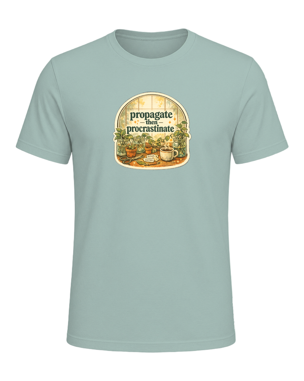 Propagate Then Procrastinate Tee — Dusty Blue
