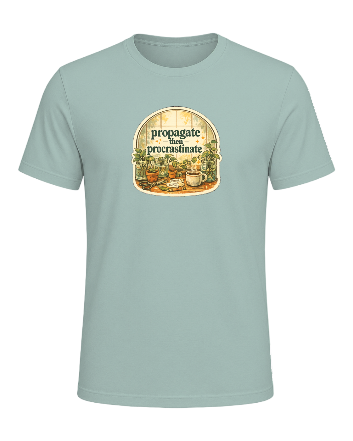 Propagate Then Procrastinate Tee — Dusty Blue