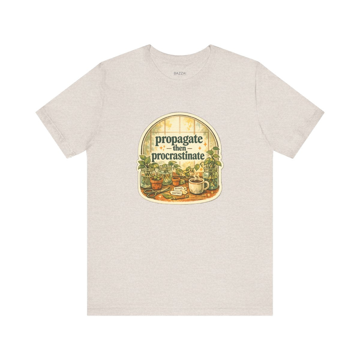 Funny Houseplant T-Shirt — Propagate Then Procrastinate — plant mom t-shirt design by Margaux