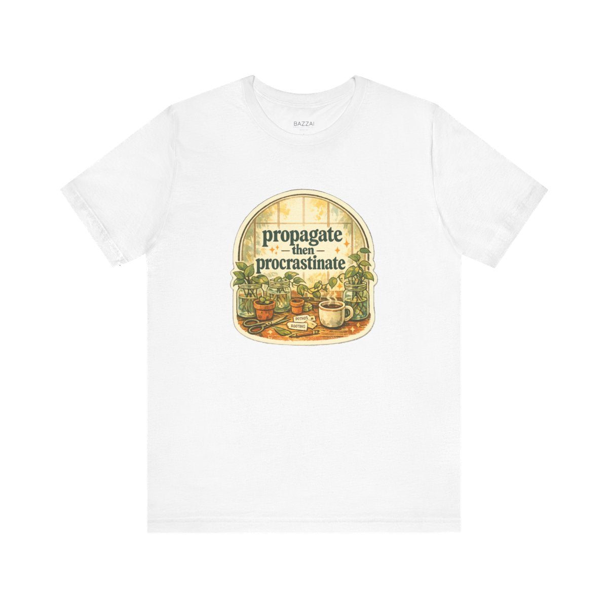 Funny Houseplant T-Shirt — Propagate Then Procrastinate — plant mom t-shirt design by Margaux