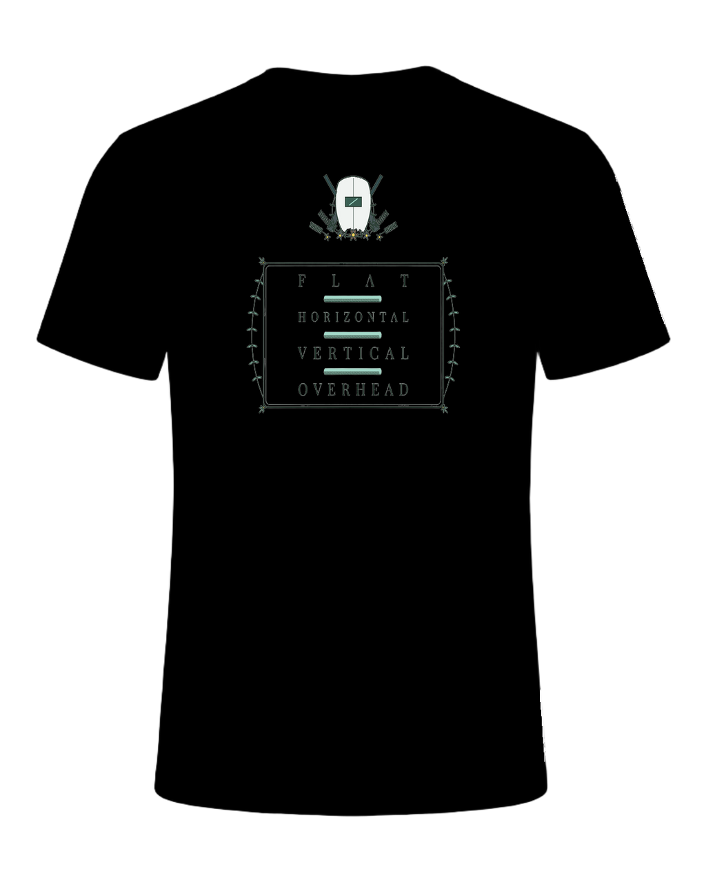 FLAT, HORIZONTAL, VERTICAL, OVERHEAD — Black