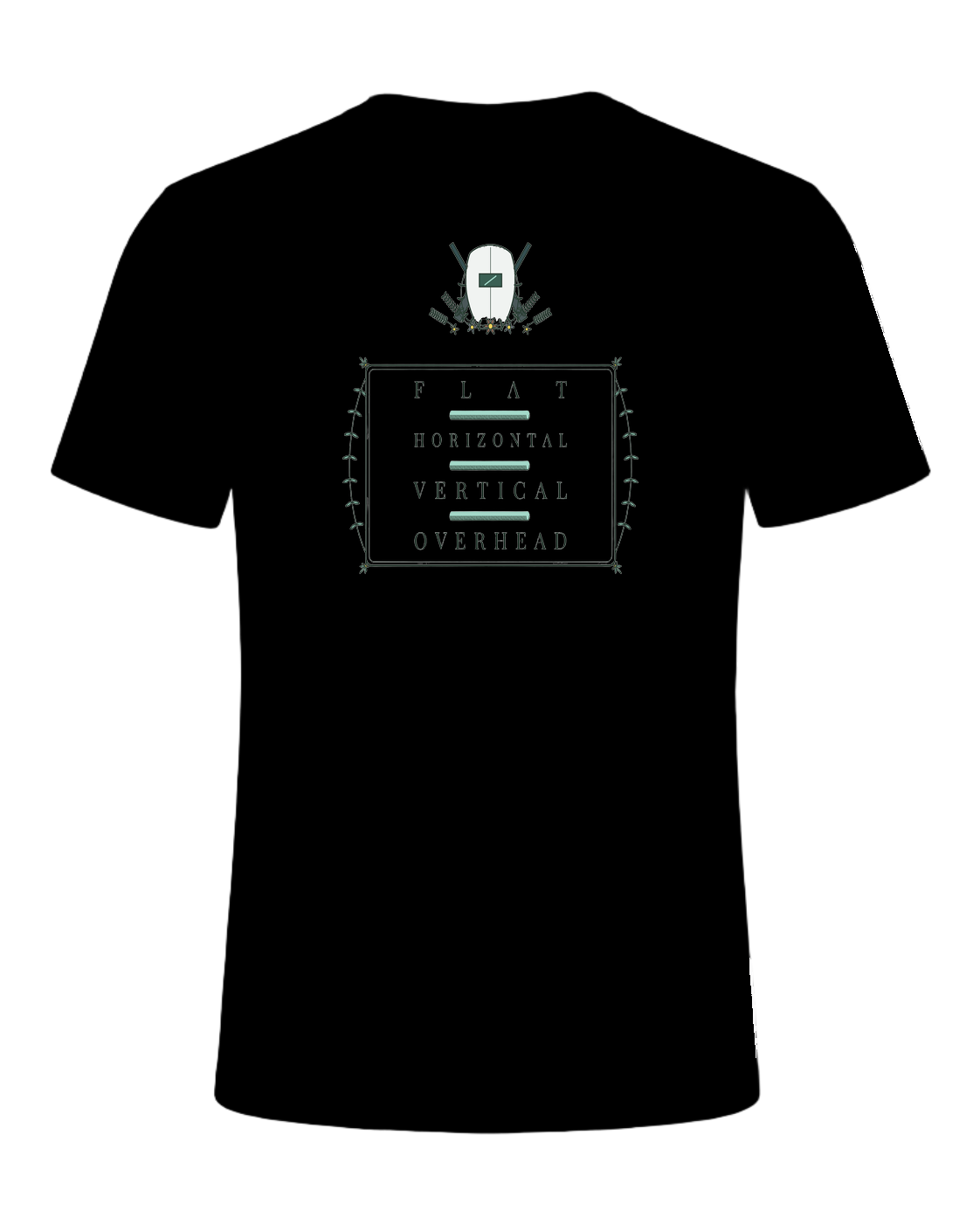 FLAT, HORIZONTAL, VERTICAL, OVERHEAD — Black