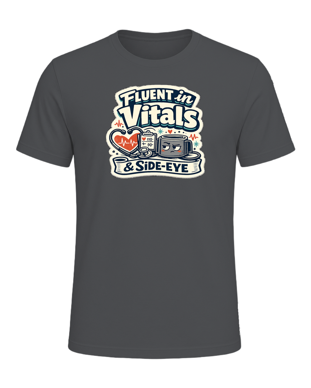 Fluent In Vitals & Side-eye Tee — Asphalt