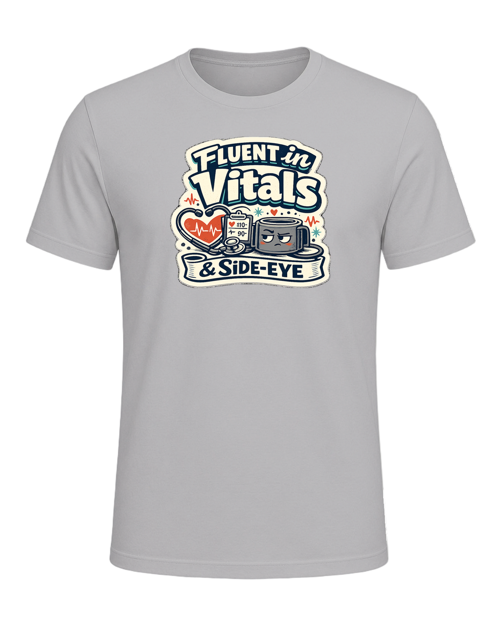 Fluent In Vitals & Side-eye Tee — Athletic Heather