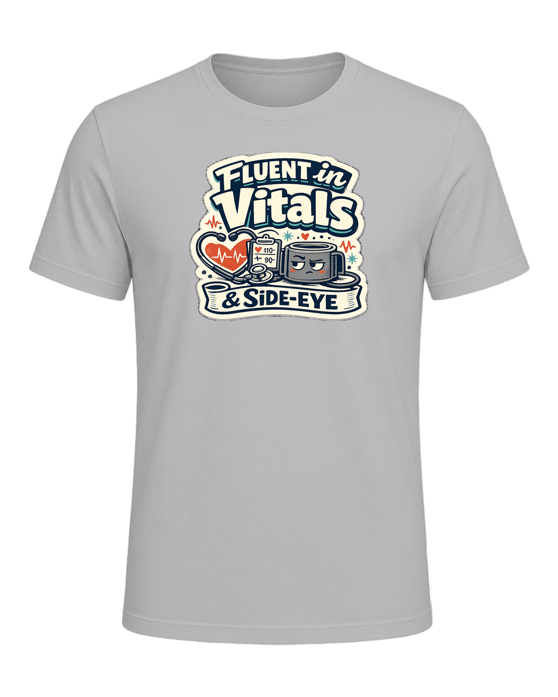Fluent In Vitals & Side-eye Tee — Athletic Heather
