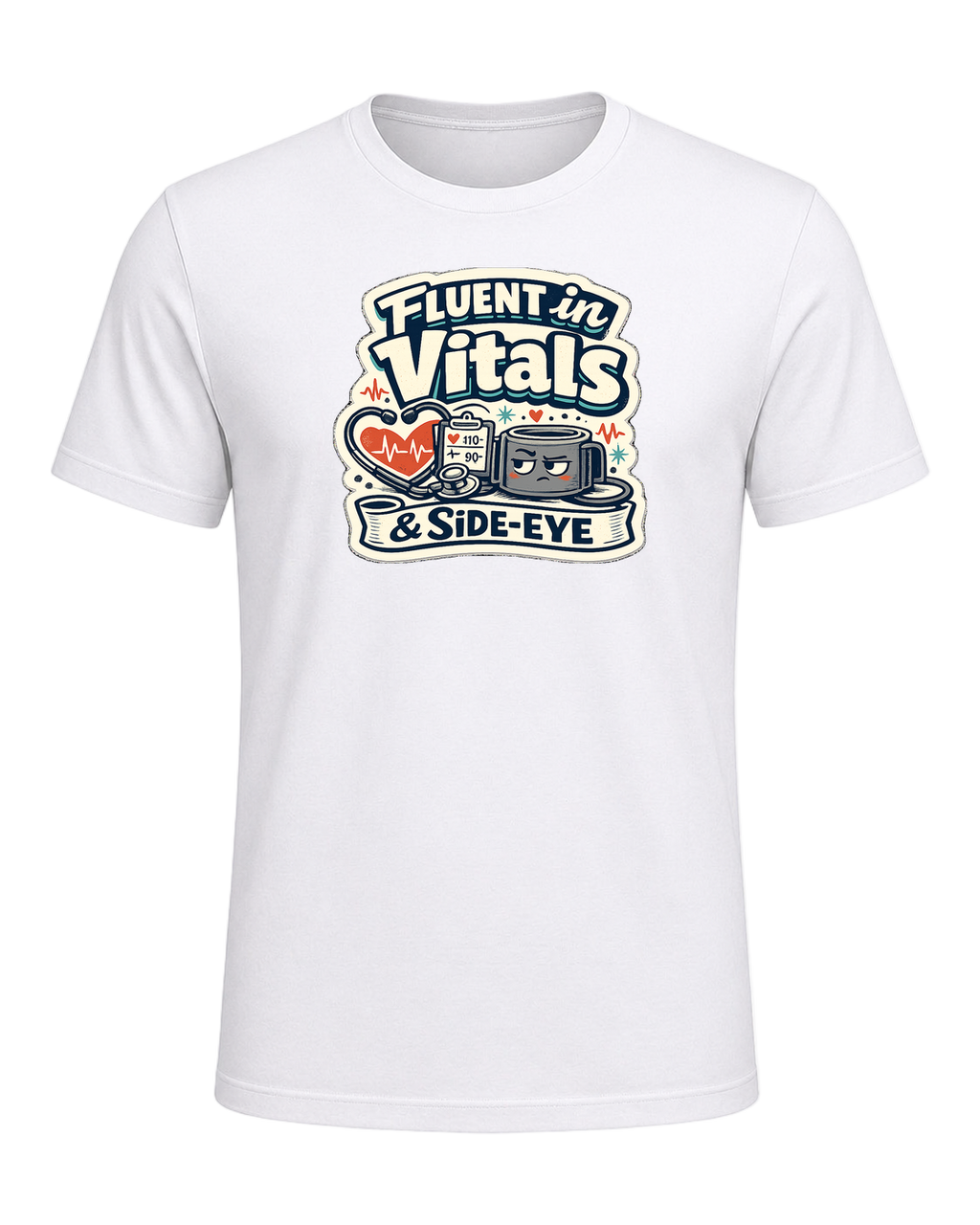 Fluent In Vitals & Side-eye Tee — White