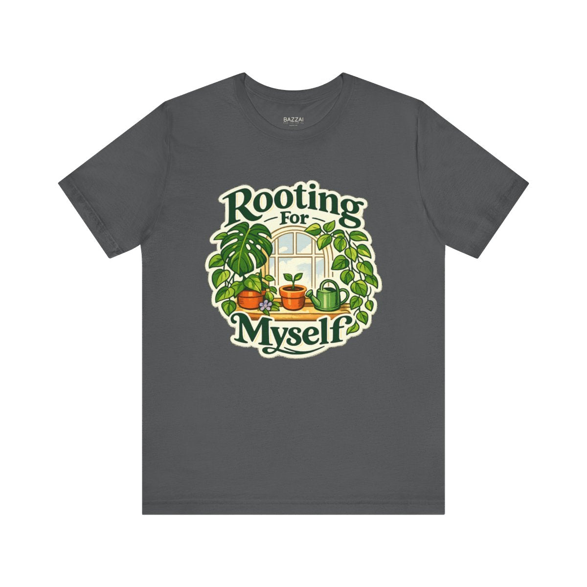 Self Care Gift T-Shirt — Rooting for Myself — plant mom t-shirt design by Margaux