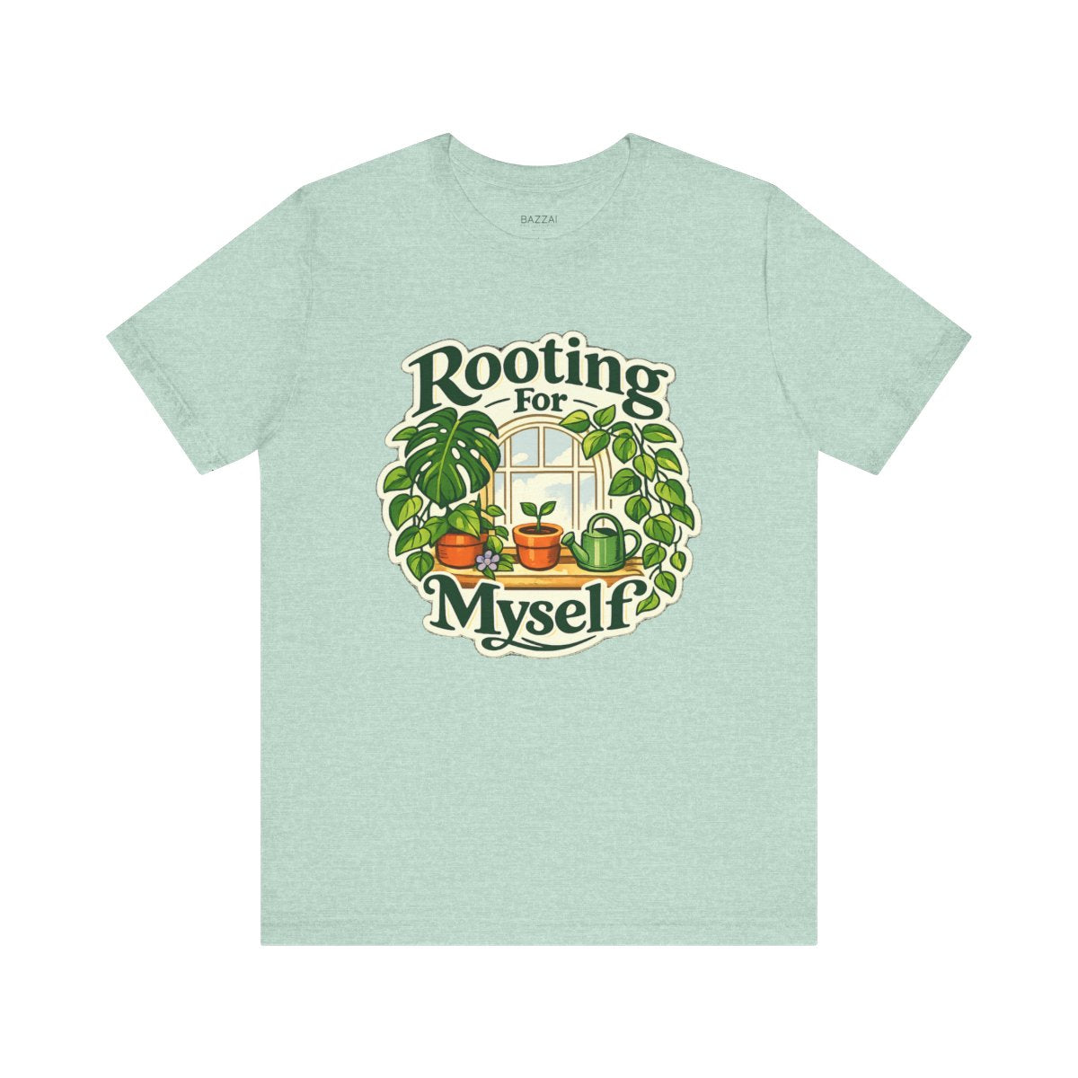 Self Care Gift T-Shirt — Rooting for Myself — plant mom t-shirt design by Margaux