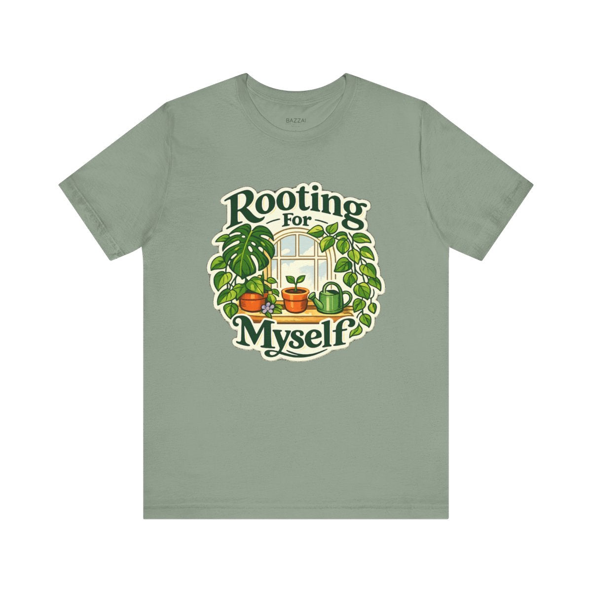 Self Care Gift T-Shirt — Rooting for Myself — plant mom t-shirt design by Margaux