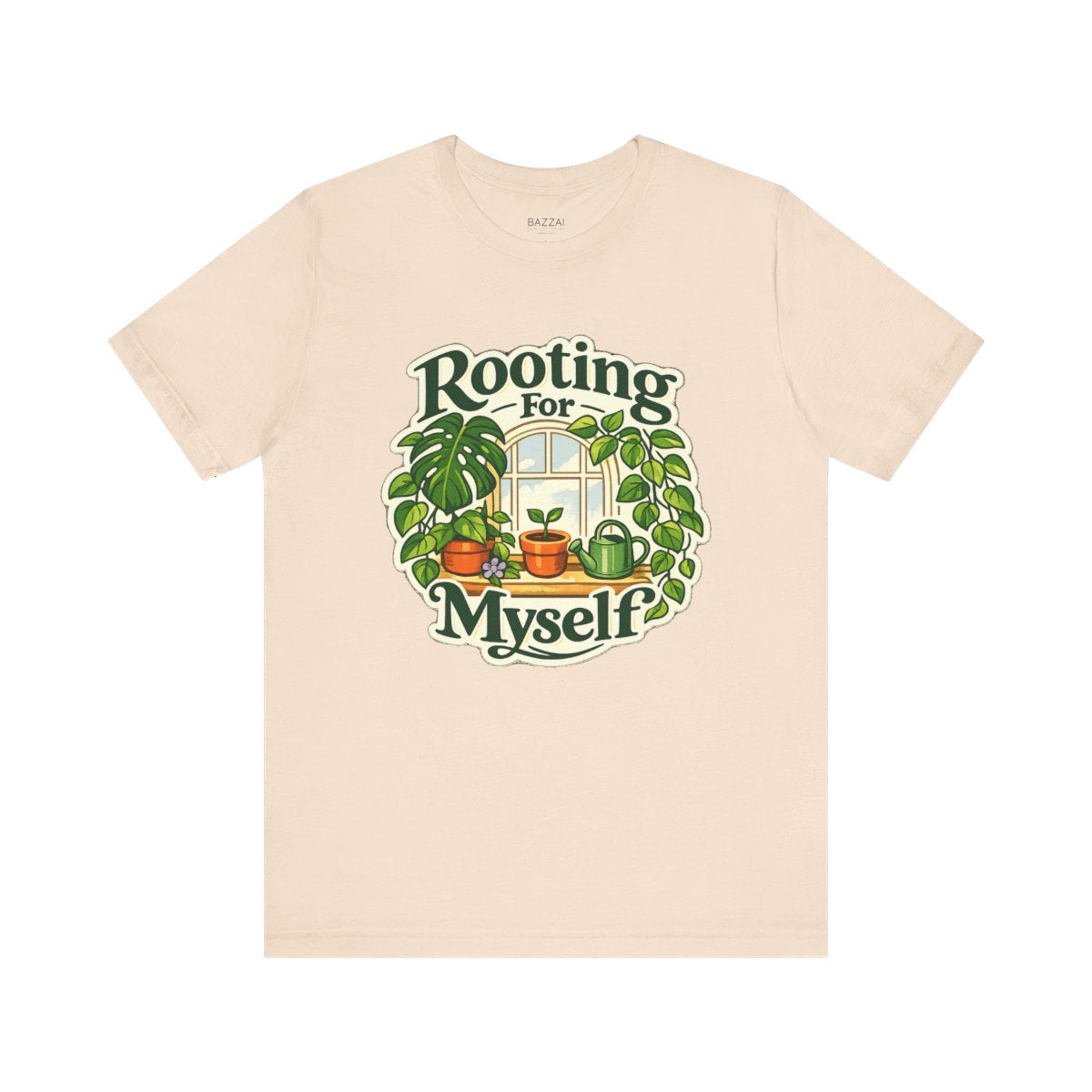 Self Care Gift T-Shirt — Rooting for Myself — plant mom t-shirt design by Margaux