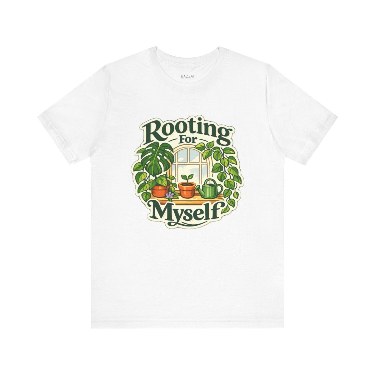Self Care Gift T-Shirt — Rooting for Myself — plant mom t-shirt design by Margaux