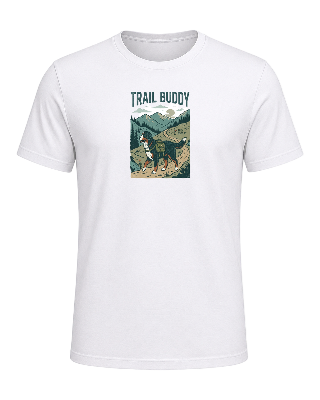 Bernese Mountain Dog Hiking — White