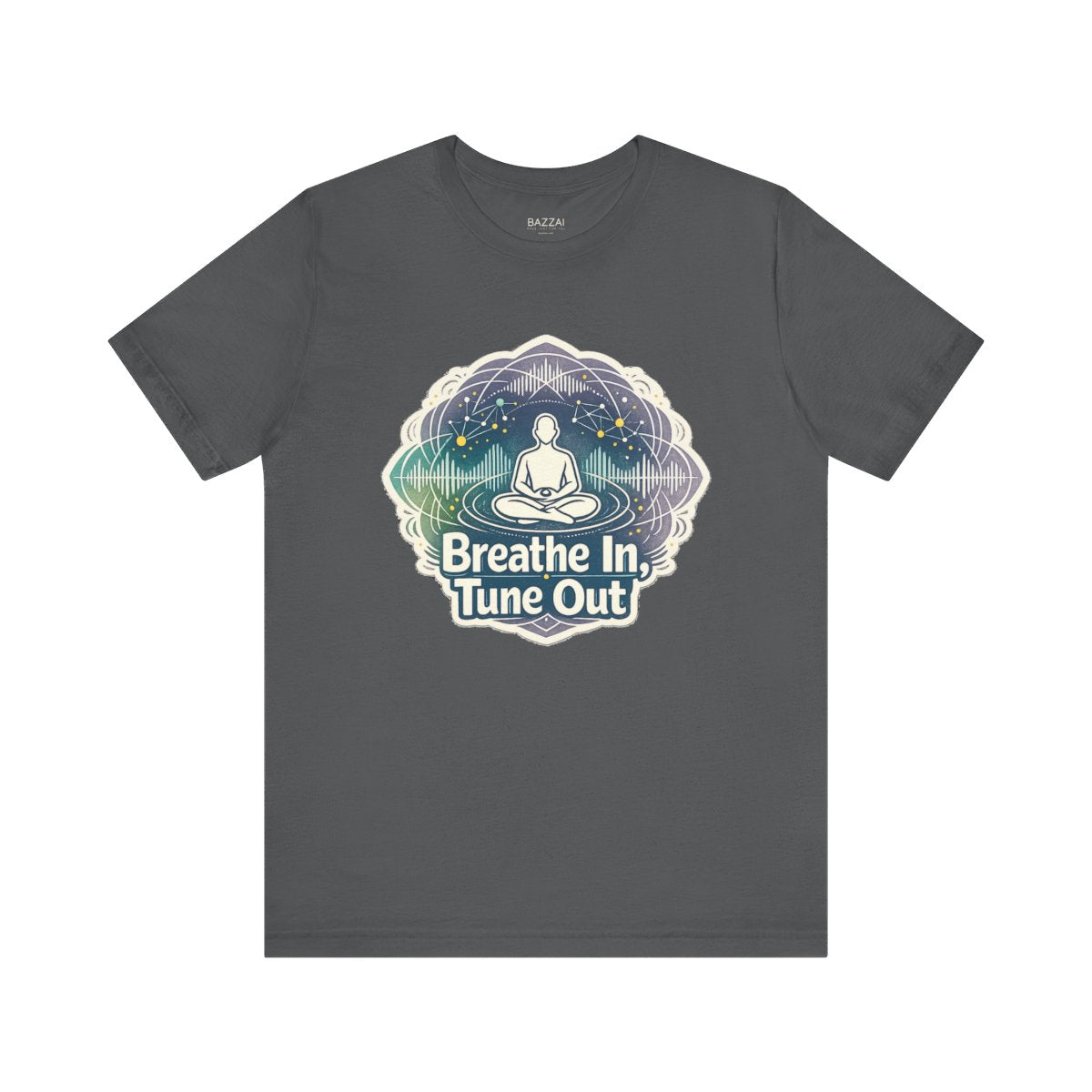 Meditation Gift T-Shirt — Breathe in, Tune Out — meditation mindful t-shirt design by Margaux