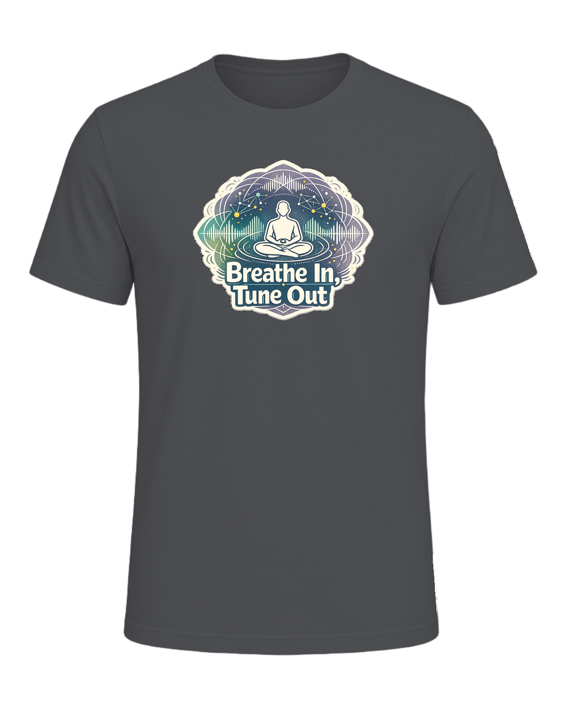 Breathe In, Tune Out Tee — Asphalt