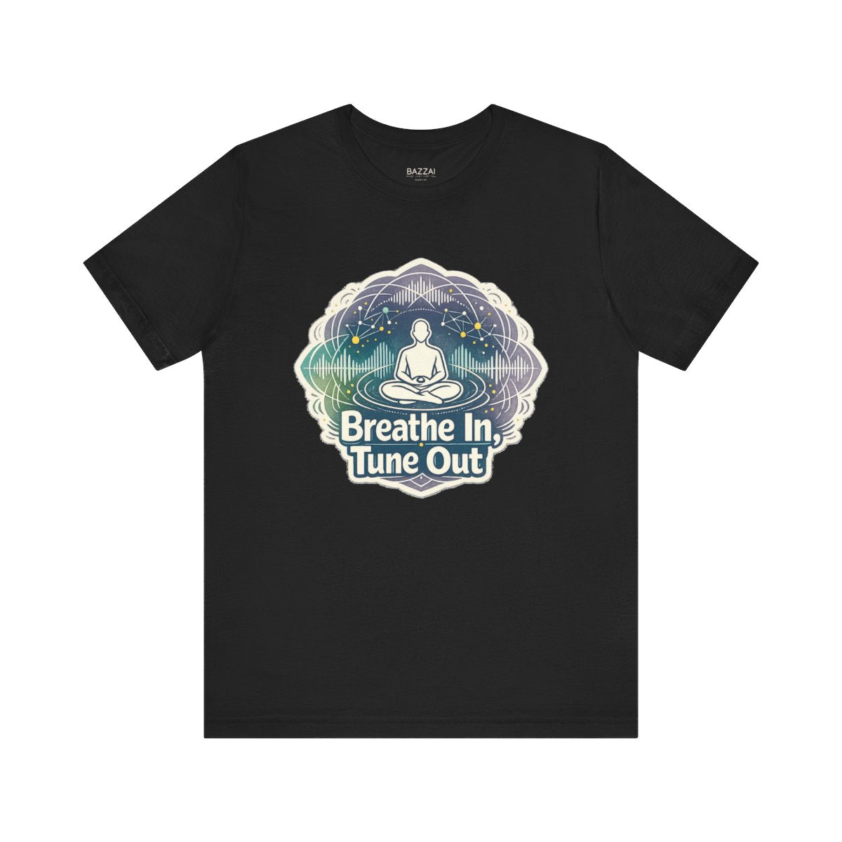 Meditation Gift T-Shirt — Breathe in, Tune Out — meditation mindful t-shirt design by Margaux